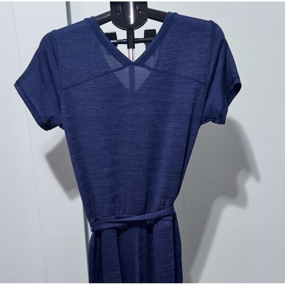 NWT T By Talbots Wide Leg Jumpsuit Women Small Blue V-Neck Pockets Crop Stretch - Picture 5 of 8